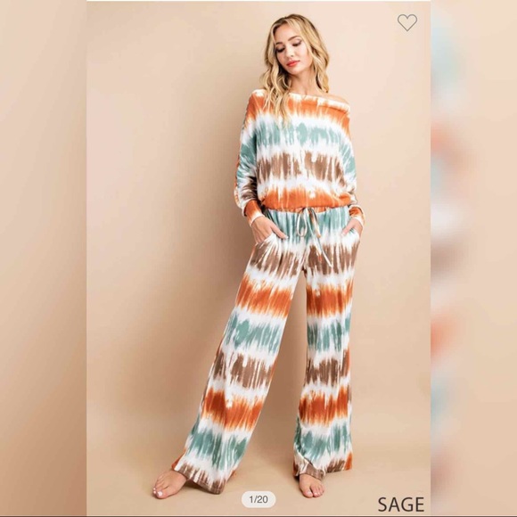 Wide Leg Lounge Pants- Sage - Picture 5 of 6